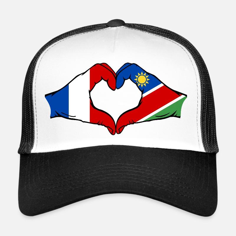 France Namibia Flag Heart Trucker Cap