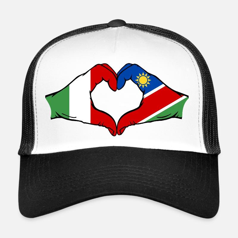Italy Namibia Flag Hands Heart Shape Trucker Cap