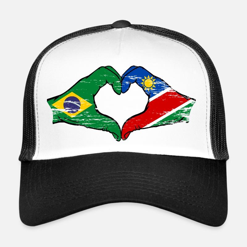 Brazil Namibia Flag Hands Heart Shape Trucker Cap