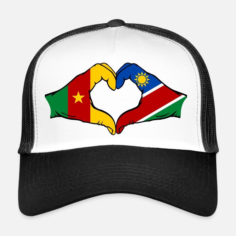 Kemerun, Namibia, Flag, Hands, Heart Shape Trucker Cap