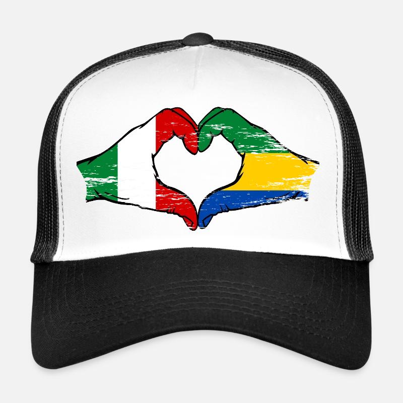 Italie Gabon Drapeau Mains Coeur Forme Utilisé Casquette trucker 