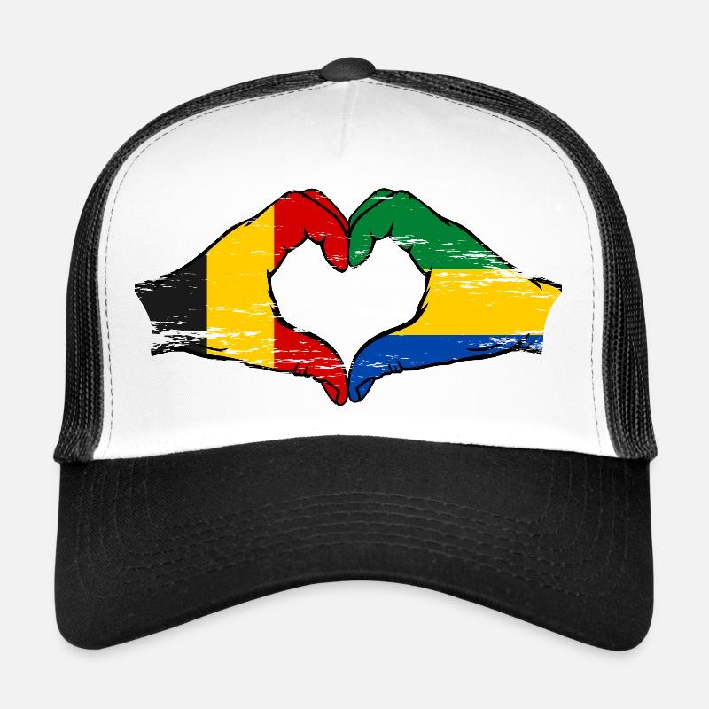 Belgique Gabon drapeau mains forme de coeur utilisé Casquette trucker 