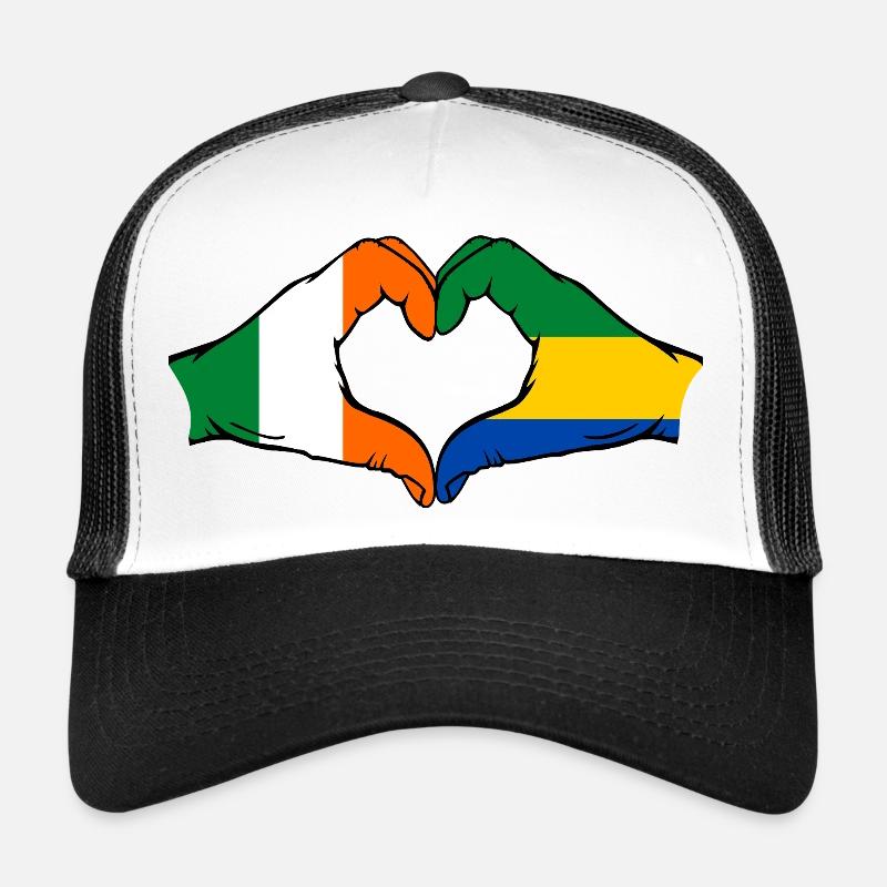 Irlande Gabon Drapeau Mains Coeur Forme Casquette trucker 