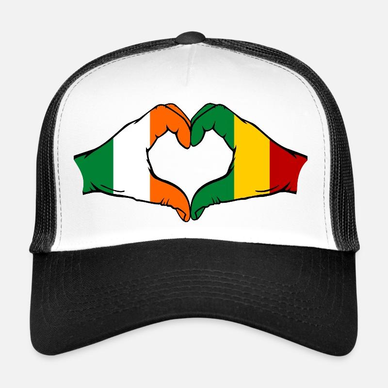 Drapeau Irlande Guinée Mains en forme de cœur Casquette trucker 