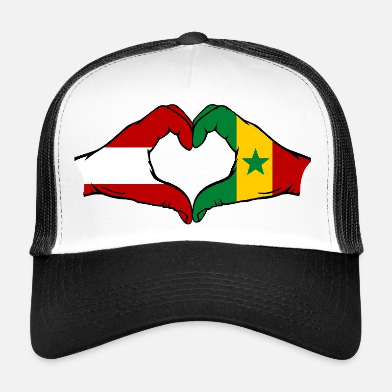 Drapeau Autriche Sénégal Mains en forme de cœur Casquette trucker 