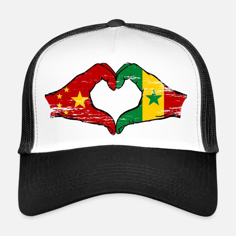 Chine Sénégal drapeau mains forme de coeur utilisé Casquette trucker 
