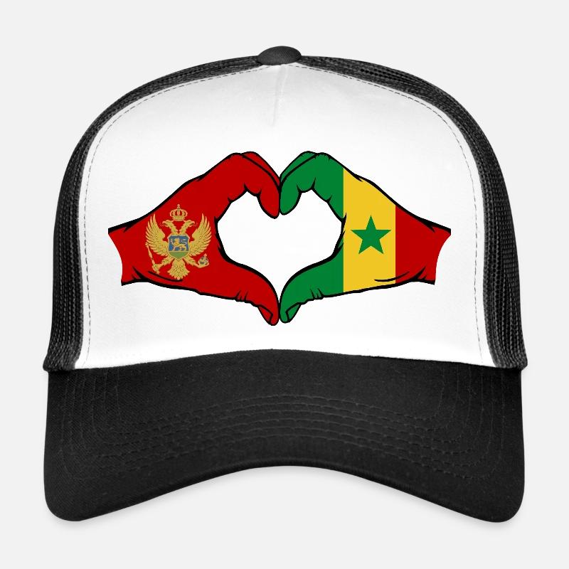 Monténégro Sénégal Drapeau Mains Coeur Forme Casquette trucker 