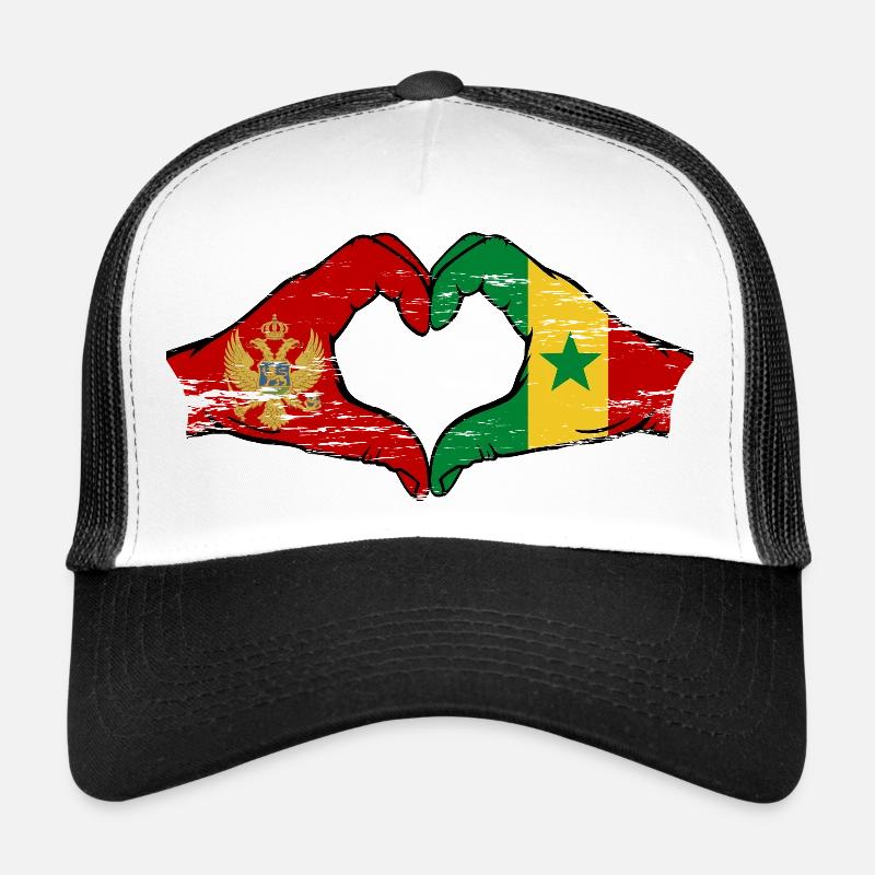 Montenegro Senegal Flag Hands Heart Shape Trucker Cap