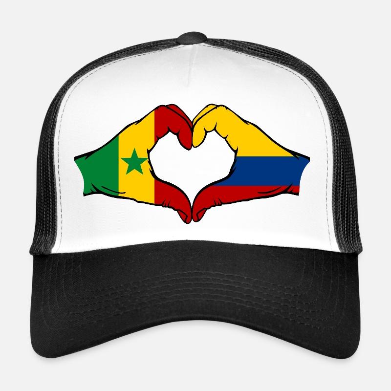 Sénégal Colombie Drapeau Mains Coeur Casquette trucker 