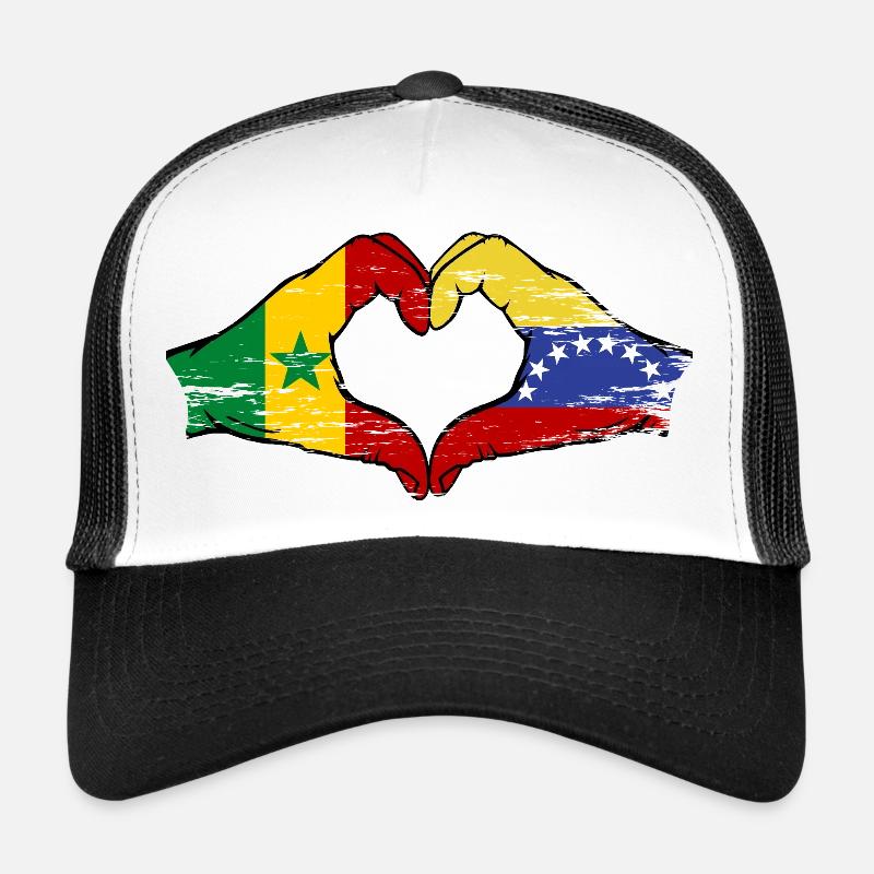 Sénégal Venezuela drapeau mains forme de coeur utilisé Casquette trucker 