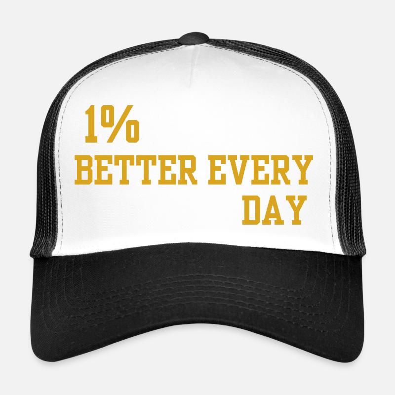 1% Daily Improvement Motto Trucker Cap