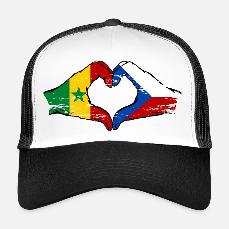 Sénégal République tchèque Drapeau Mains Coeur Forme Casquette trucker 