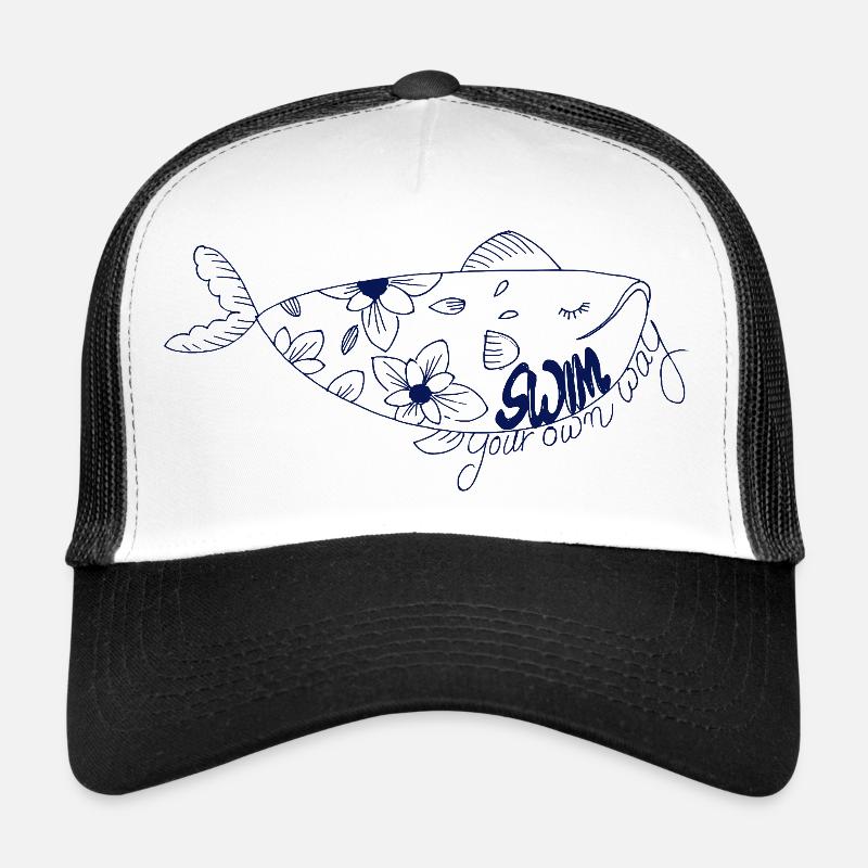 Schwimm deinen eigenen Weg - Trucker Cap - Weiß/Schwarz