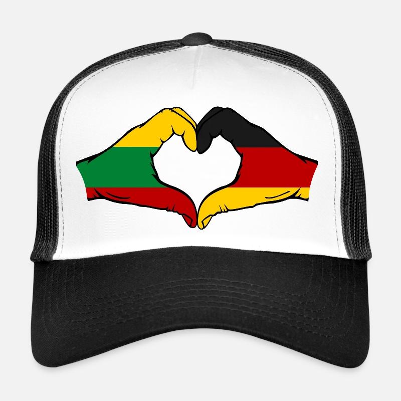 Lithuania Germany Flag Hands Heart Shape Trucker Cap