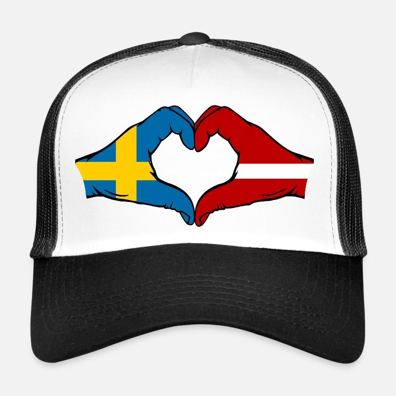 Suède Lettonie Drapeau Coeur Casquette trucker 