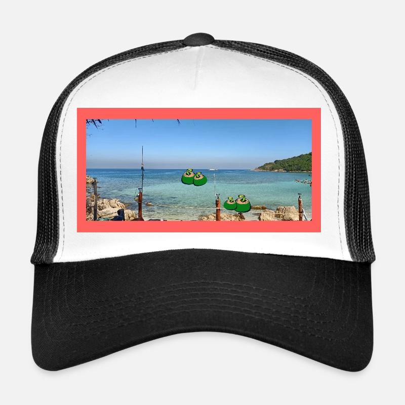 Beach photo with coconut Trucker Cap