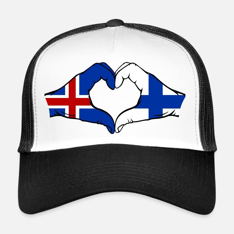Islande Drapeau Finlande Mains Forme de cœur Casquette trucker 
