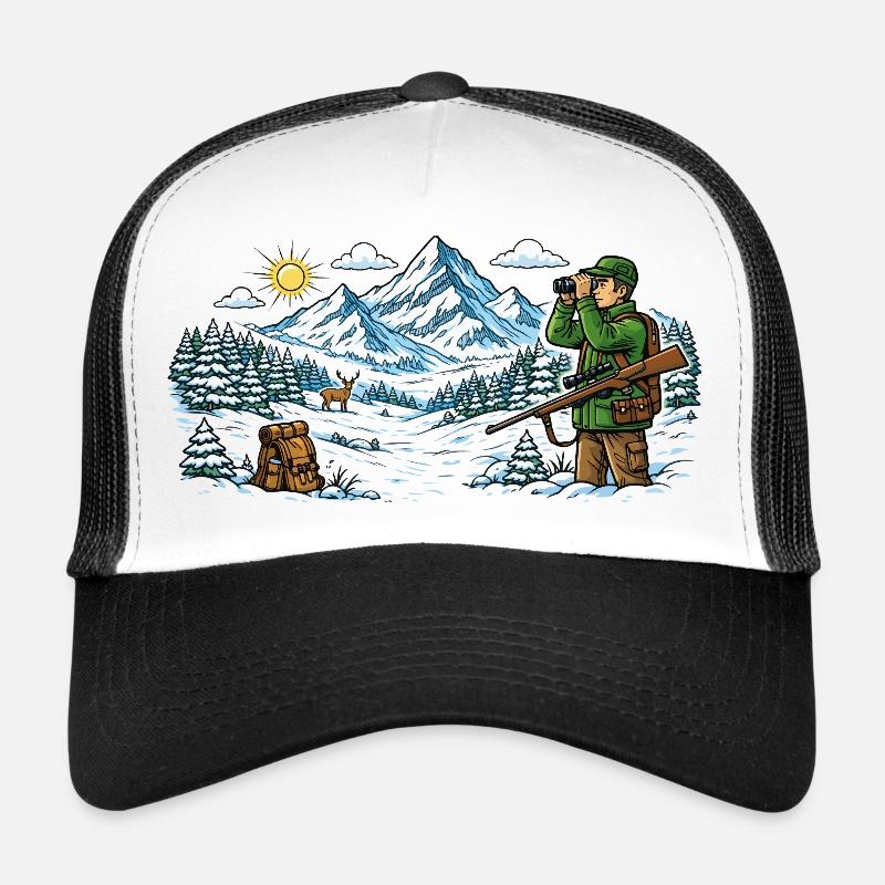 Jäger in einer verschneiten Winterlandschaft Trucker Cap