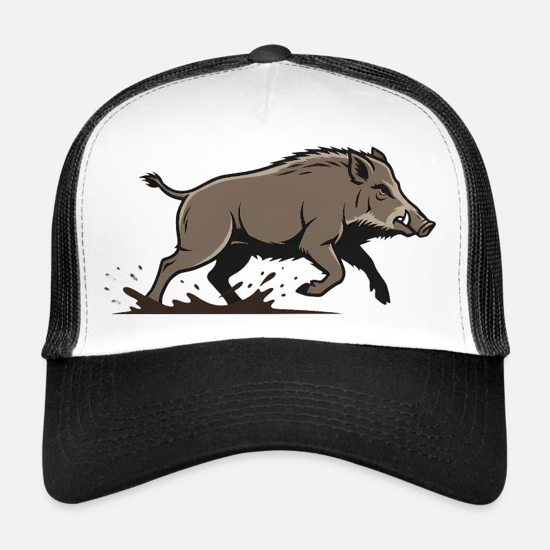 Boar Racing Attack Hunting Trucker Cap