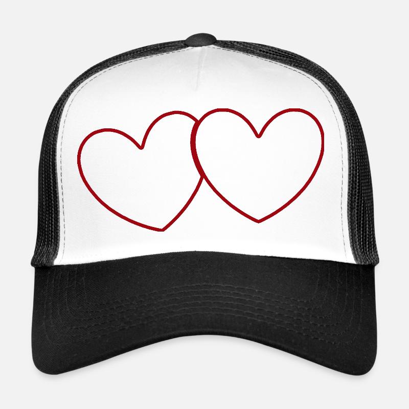2 rote Herzen Herz Geschenk Valentinstag - Trucker Cap - Weiß/Schwarz