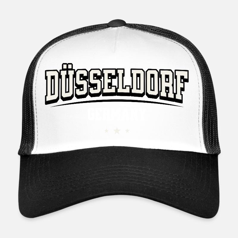 Dusseldorf Germany Block Font Logo Trucker Cap