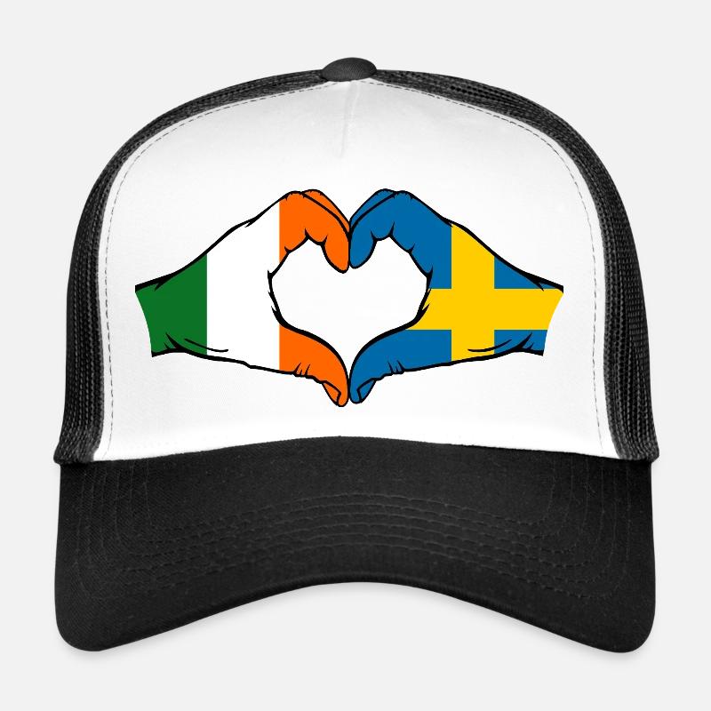 Irlande Drapeau Suède Mains en forme de cœur Casquette trucker 