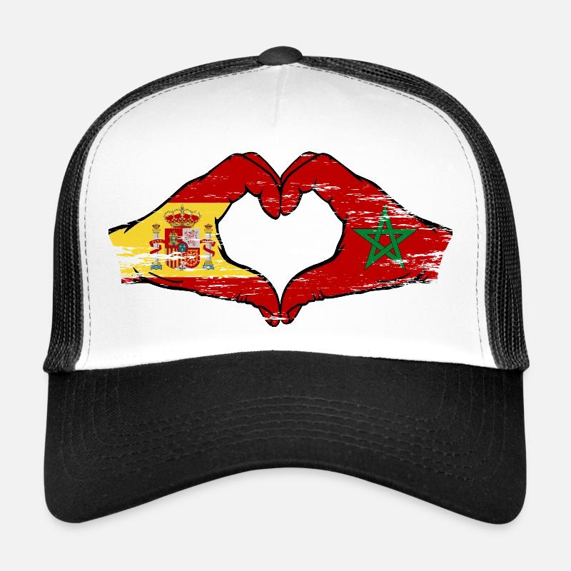 Mains utilisées pour le drapeau du drapeau de l’Espagne et du Maroc Casquette trucker 