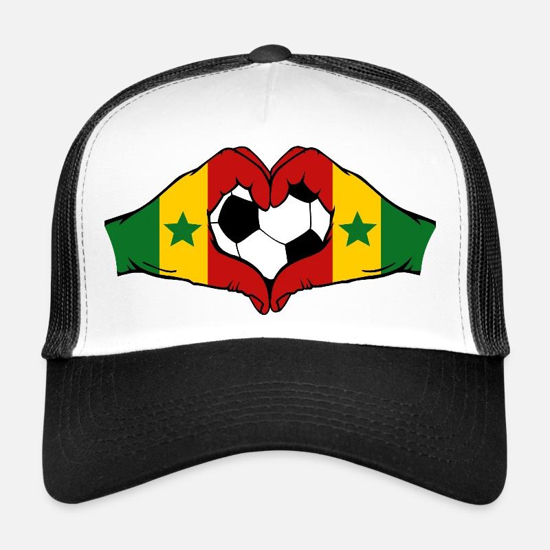 Drapeau du Sénégal Mains en forme de cœur Casquette trucker 