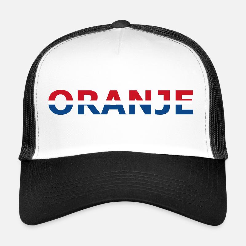 Orange in red, white, blue - Trucker Cap - white/black
