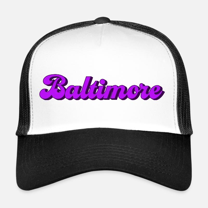 Graphique des villes américaines en lettrage de Baltimore Casquette trucker 
