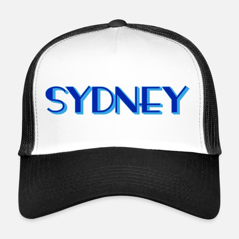 Sydney Schriftzug – Modernes Städte Design - Trucker Cap - Weiß/Schwarz