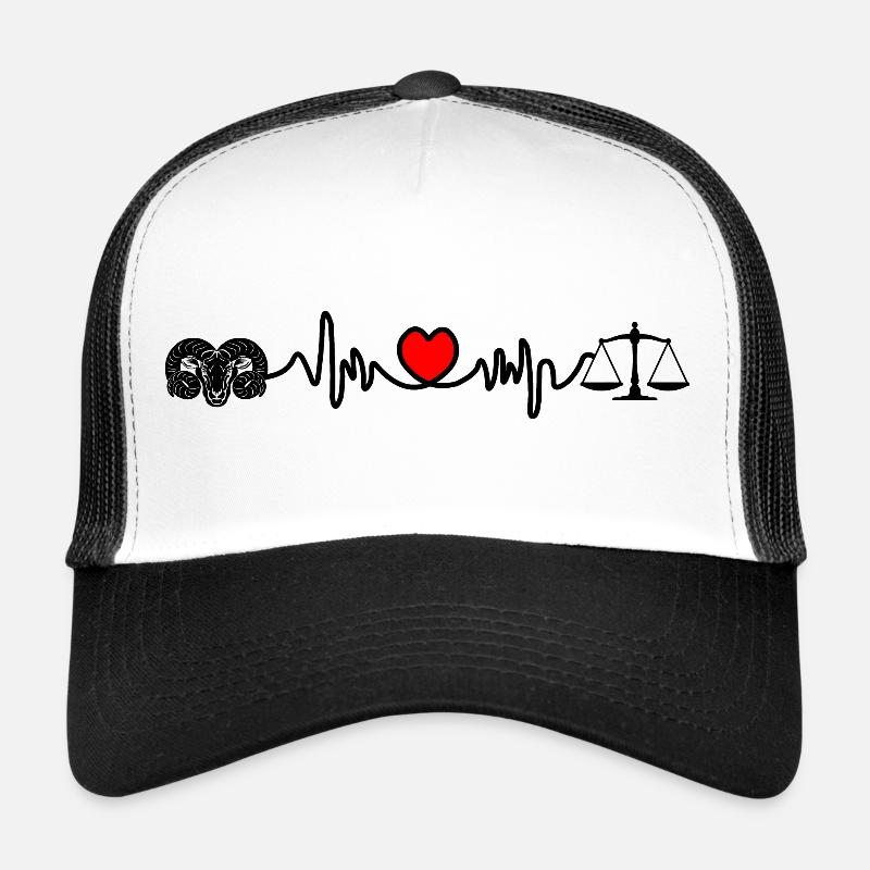 Herzfrequenz-Cardio-Ram-Skala - Trucker Cap - Weiß/Schwarz