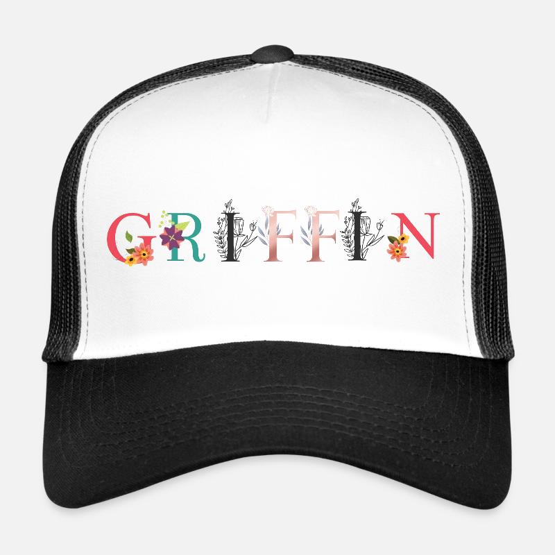 Art du nom GRIFFIN avec fleurs brodées Casquette trucker 