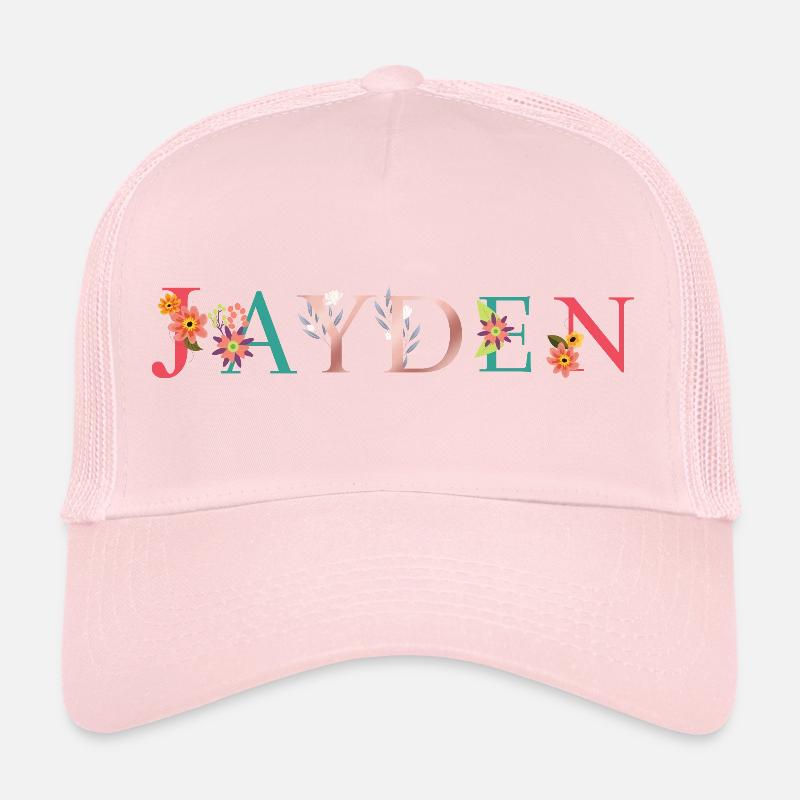 JAYDEN Namenskunst mit gestickten Blumen Trucker Cap