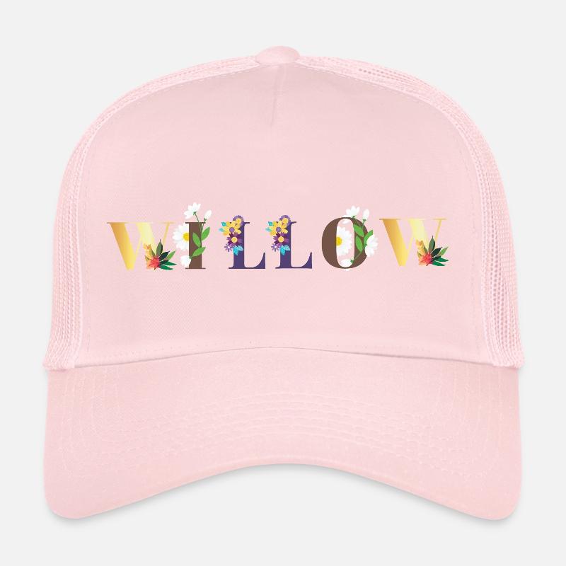 Art du nom du saule avec des fleurs brodées Casquette trucker 