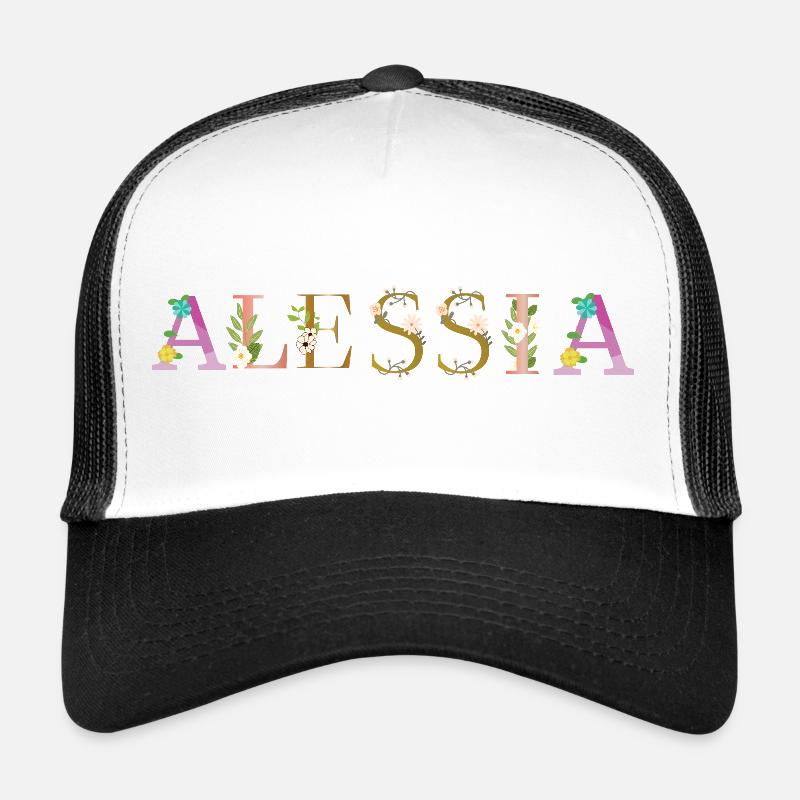 ALESSIA Name mit Blumen geschmückt Trucker Cap