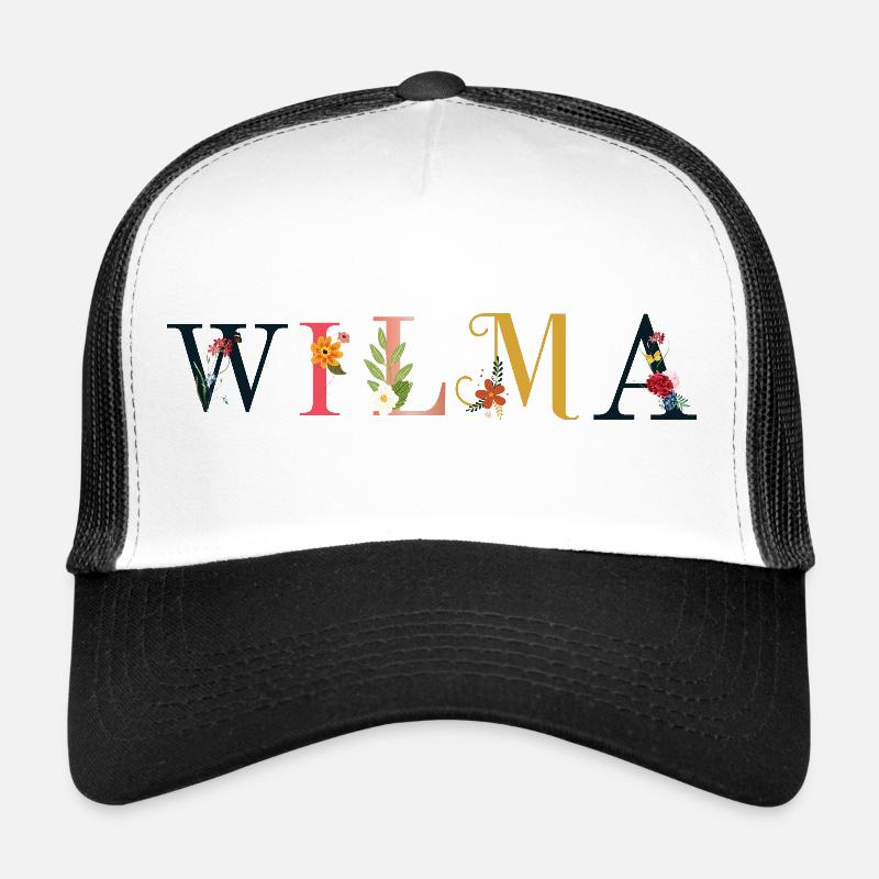 WILMA name decorated with flowers - Trucker Cap - white/black
