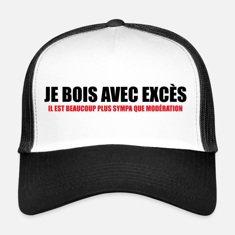 Ich trinke mit Übermaß, besser als mit Mäßigung. - Trucker Cap - Weiß/Schwarz