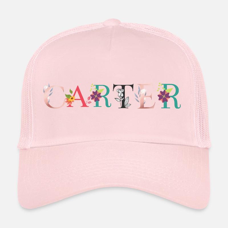 Art du nom de Carter avec des fleurs brodées Casquette trucker 