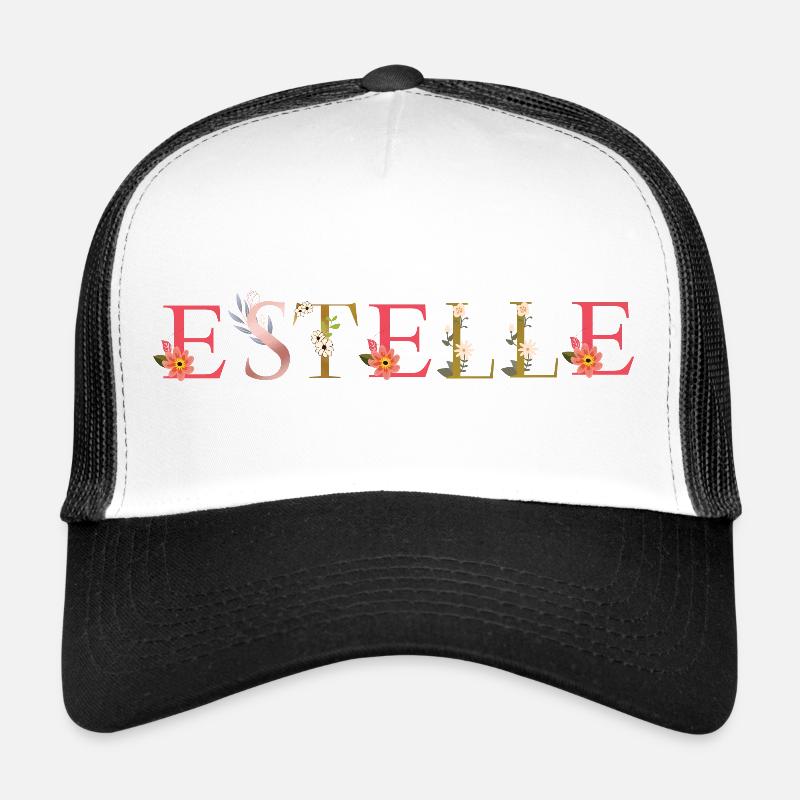 ESTELLE Name mit Blumen geschmückt - Trucker Cap - Weiß/Schwarz
