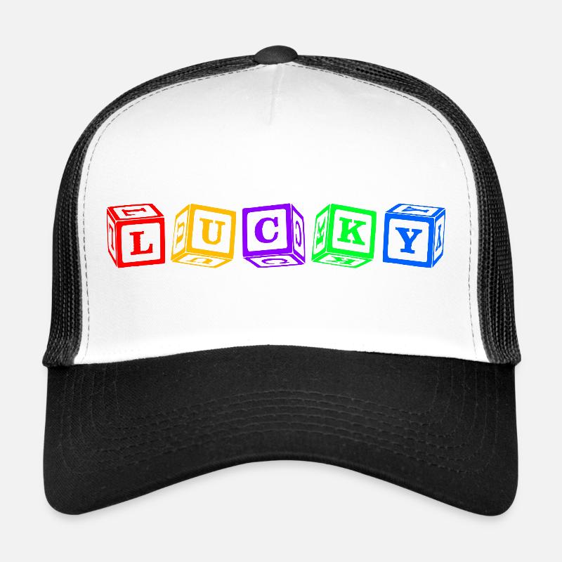 Lucky – Conception colorée de lettres en cube 3D Casquette trucker 