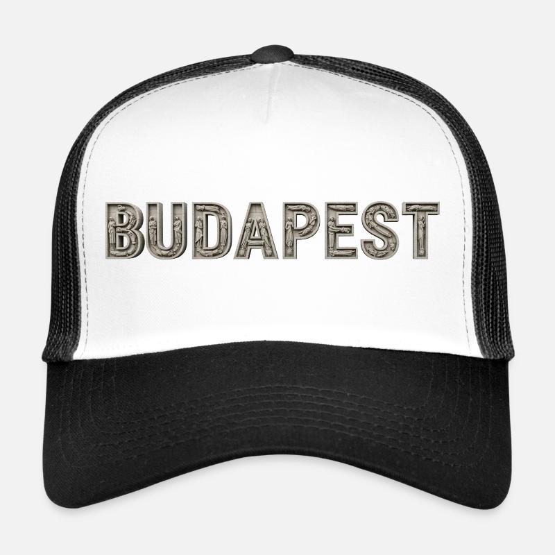 Budapest Architecture Typography - Trucker Cap - white/black