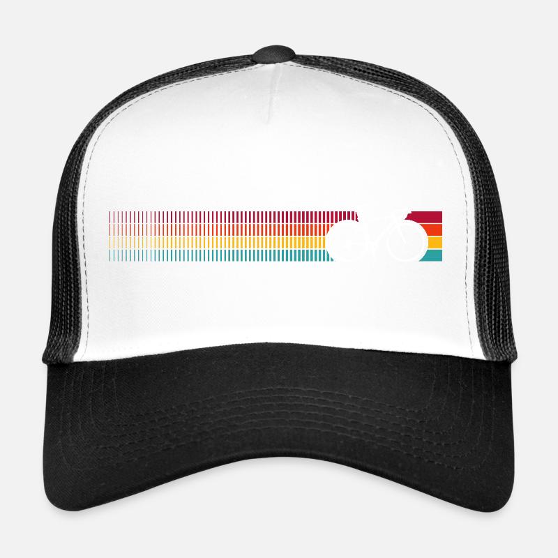 Vibrant Rainbow Bicycle Pattern - Trucker Cap - white/black