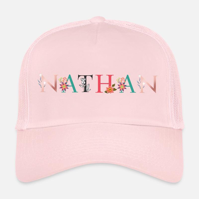 NATHAN Name Art avec fleurs brodées Casquette trucker 