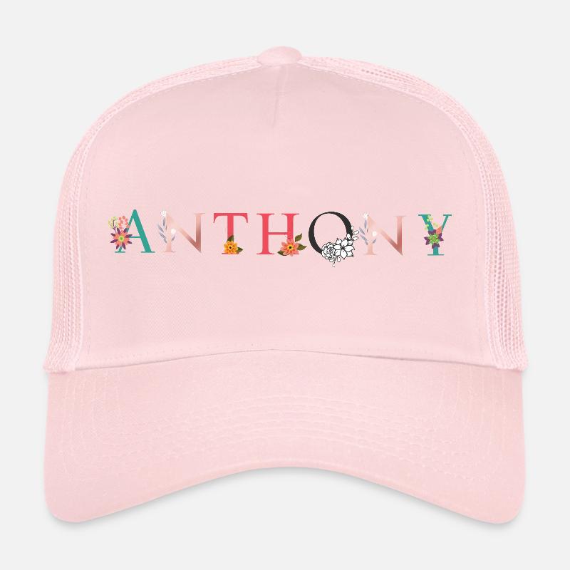 ANTHONY Nom Art avec fleurs brodées Casquette trucker 