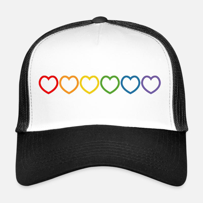 Regenbogenherzchen outline - Trucker Cap - Weiß/Schwarz