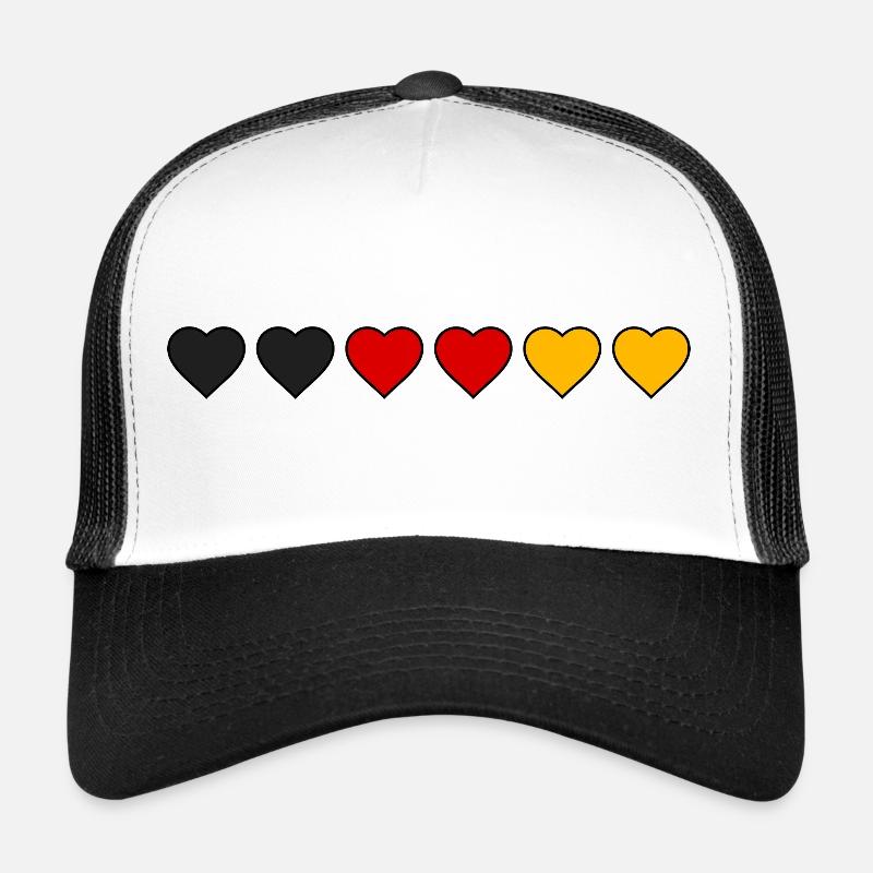Deutschland Herzen - Trucker Cap - Weiß/Schwarz