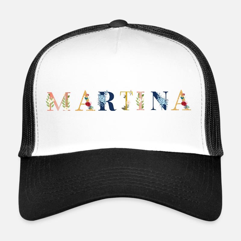 MARTINA Art du nom avec des fleurs brodées Casquette trucker 