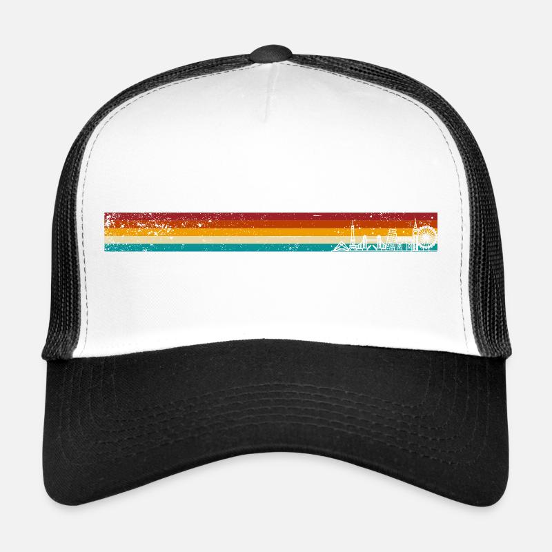 Rayures rétro coucher de soleil Casquette trucker 