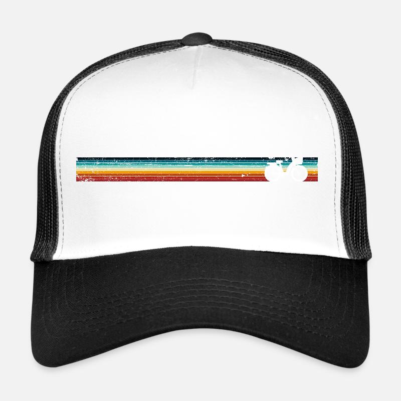 Retro Bicycle on Rainbow Stripes Trucker Cap